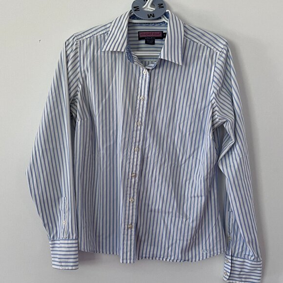 Size 10, Vineyard Vines Blue White Striped Button-Up Shirt - Picture 1 of 6